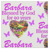 SCHÖNE FLORALE PERSONALISIERT 90. GEBURTSTAG FABRI STOFF (Nahaufnahme)