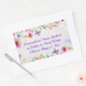 Schöne florale, Personalisierte Namensaufkleber Rechteckiger Aufkleber (Umschlag)