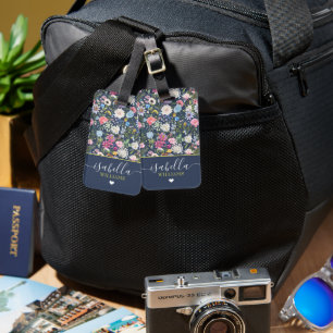 Schöne florale Rose personalisierte Wildblume Gepäckanhänger