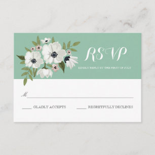 Schöne florale RSVP-Karte - Minze RSVP Karte
