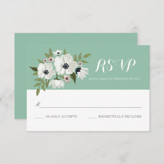 Schöne florale RSVP-Karte - Minze RSVP Karte (Vorne/Hinten)