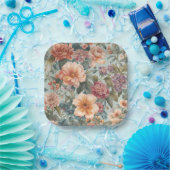 Schöne florale Vintage-Blumenmalerei Pappteller (Party)