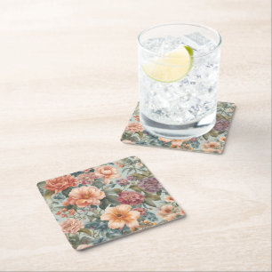 Schöne florale Vintage-Blumenmalerei Rechteckiger Pappuntersetzer