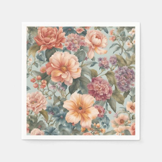 Schöne florale Vintage-Blumenmalerei Serviette (Vorderseite)