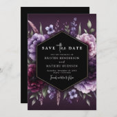 Schöne Florals Lila Blumenhochzeit Save The Date (Vorne/Hinten)