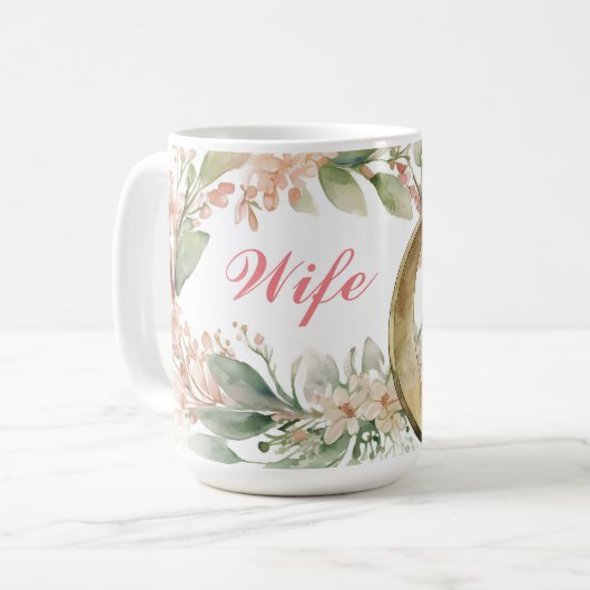 Schöne Florals mit Hochzeitsring für die Tasse der (Vorderseite Links)