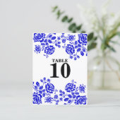 Schöne florals Royal Blue Table Sitzplätze Postkarte (Stehend Vorderseite)