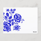 Schöne florals Royal Blue Table Sitzplätze Postkarte (Rückseite)