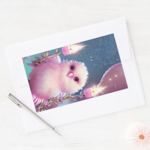 Schöne Fluffy Pink Birthday Baby Bird Rechteckiger Aufkleber