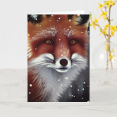 Schöne Fluffy Red Fox in Schnee Weihnachten Karte (Gelbe Blume)