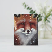 Schöne Fluffy Red Fox in Schnee Weihnachten Postkarte (Stehend Vorderseite)