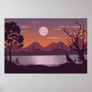 Schöne Flusslandschaft Poster