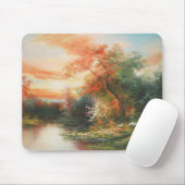 Schöne Flussszene bei Sonnenuntergang Mousepad (Mit Mouse)