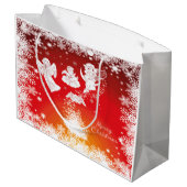 Schöne Flying Christmas Angels-White Snow Red Große Geschenktüte (Rückseite Schrägansicht)