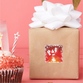 Schöne Flying Christmas Angels-White Snow Red Quadratischer Aufkleber