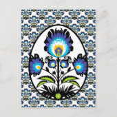 🐤 🐤 Schöne Folklore Blaue Pysanka Osterei Postkarte (Vorderseite)