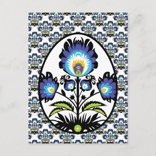 🐤 🐤 Schöne Folklore Blaue Pysanka Osterei Postkarte (Vorderseite)