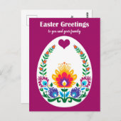 🐤 🐤 Schöne Folklore Maroon Pysanka Osterei Postkarte (Vorne/Hinten)