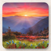 Schöne Foto Berge Sunset Wilde Blume Getränkeuntersetzer (Vorderseite)