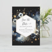 Schöne Foto Celestial Wedding Save The Date (Stehend Vorderseite)