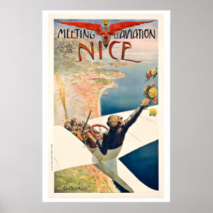 Schöne Frankreich Begegnung Luftfahrt 1910 Vintage Poster