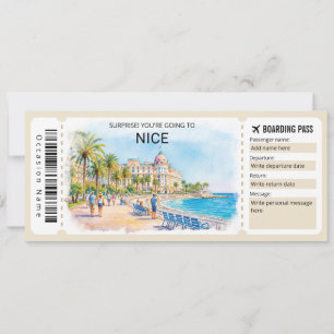 Schöne Frankreich-Reise Bordkarte Ticket Einladung