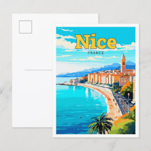 Schöne Frankreich Reise Kunst Vintage Illustration Postkarte