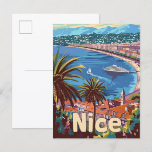 Schöne Frankreich Vintage Retro Reiseillustration Postkarte