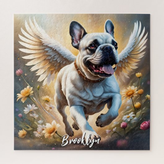 Schöne französische Bulldog & Angel Wings Puzzle (Vertikal)