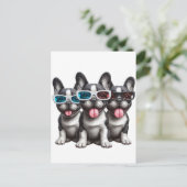 Schöne französische Bullhunde mit Sonnenbrille Postkarte (Stehend Vorderseite)