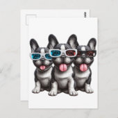 Schöne französische Bullhunde mit Sonnenbrille Postkarte (Vorne/Hinten)