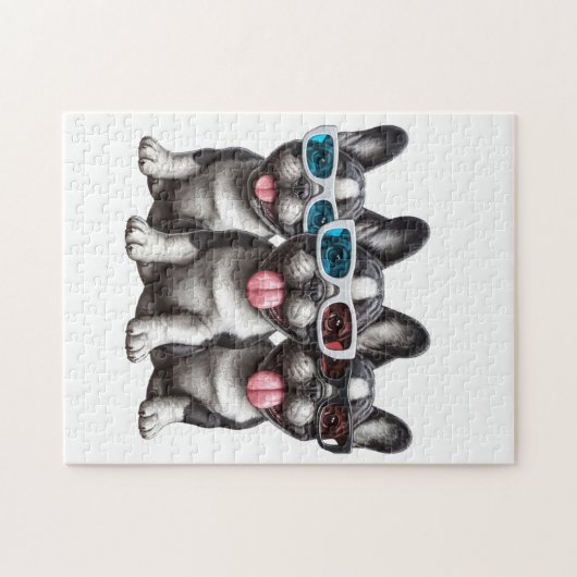 Schöne französische Bullhunde mit Sonnenbrille Puzzle (Horizontal)