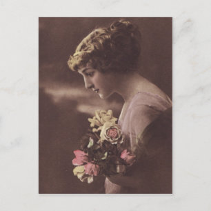 Schöne Französische Frau Vintag Romantik Postkarte