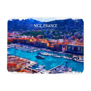 Schöne französische Riviera Nizza Marina Aquarell Magnet