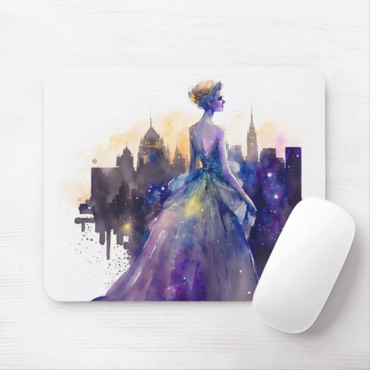 Schöne Frau | Abstrakte Stadtprinzessin Mousepad (Mit Mouse)