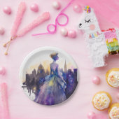 Schöne Frau | Abstrakte Stadtprinzessin Pappteller (Party)