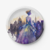 Schöne Frau | Abstrakte Stadtprinzessin Pappteller (Vorderseite)