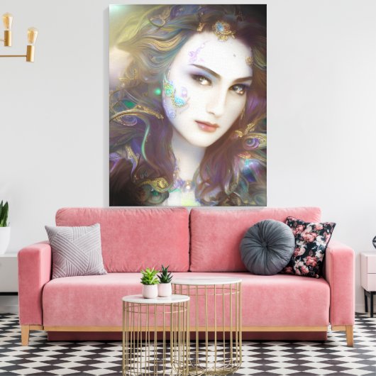 Schöne Frau AI Generierte Kunst Leinwanddruck (Insitu (Wohnzimmer))