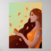 Schöne Frau als Herbstrepräsentation Poster (Vorne)