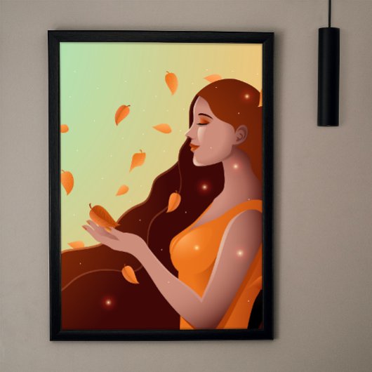 Schöne Frau als Herbstrepräsentation Poster