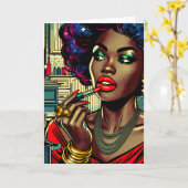 Schöne Frau am Lipstick Karte (Gelbe Blume)