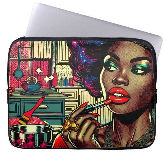Schöne Frau am Lipstick Laptopschutzhülle (Vorderseite)