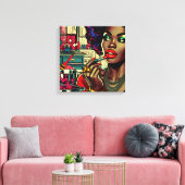 Schöne Frau am Lipstick Leinwanddruck (Insitu (Wohnzimmer))