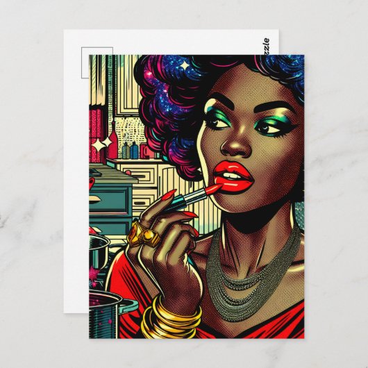 Schöne Frau am Lipstick Postkarte (Vorne/Hinten)