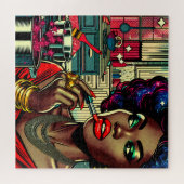 Schöne Frau am Lipstick Puzzle (Horizontal)