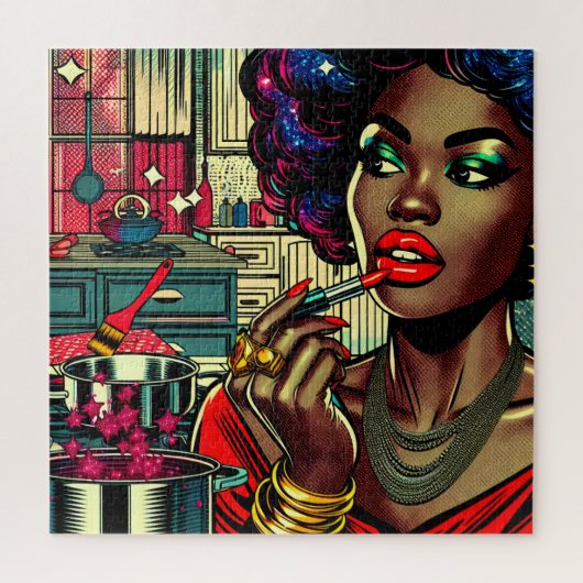 Schöne Frau am Lipstick Puzzle (Vertikal)