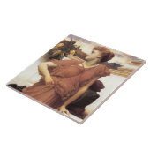 Schöne Frau am Springbrunnen Fliese (Seite)