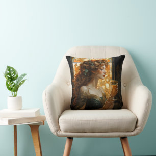 Schöne Frau Art Nouveau Kissen
