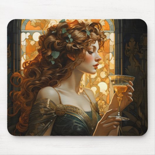 Schöne Frau Art Nouveau Mousepad (Vorne)