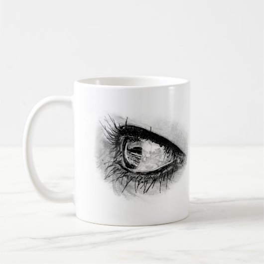 Schöne Frau Auge in vollem Mascara Kaffeetasse (Links)